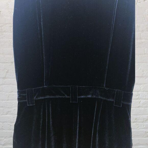 Vintage Boston Proper Black Velvet Button Up Midi Dress Gold Buttons Size M - Picture 11 of 15